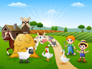 Obraz na płótnie Canvas The farmers keeping the animals on the farm