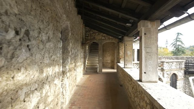 The corridor and stairs of a castle