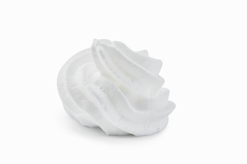 macro close up of whipped cream isolated on white background