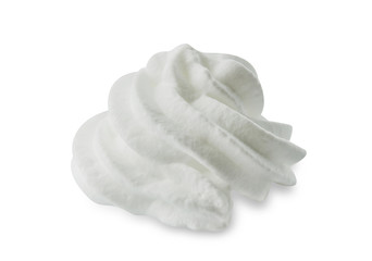 macro close up of whipped cream isolated on white background, File contains a clipping path.