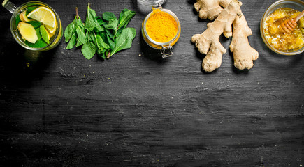 Ginger tea with ingredients.