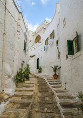 Ostuni (Puglia, Italy) - The gorgeous white city in province of Brindisi, Apulia region, Southern Italy, with the old historic center on the hill and beside the sea