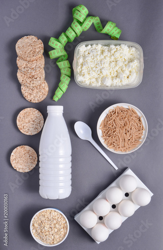 Diet Healthy Food Bottle Of Yogurt Crispy Round Bread