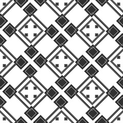 Abstract geometric seamless pattern. Black and white style pattern with rhombus and line.