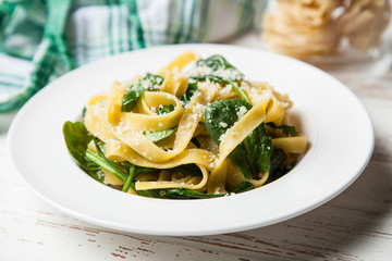 Spinach tagliatelle pasta