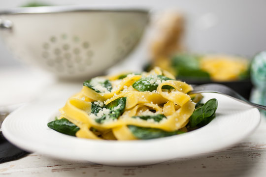 Spinach tagliatelle pasta