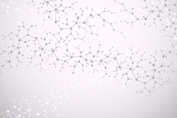 Molecular concept of neurons and nervous system. Scientific medical research. Molecule structure with particles. Science and technology background molecule for banner or flyer. Vector illustration.