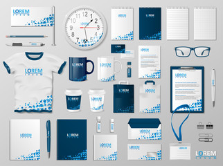 Corporate Branding identity template design. Modern Stationery mockup blue color. Business style stationery and documentation for your brand. Vector illustration - obrazy, fototapety, plakaty