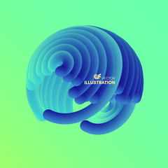 Obraz premium Sphere. 3D Abstract wavy illustration with dynamic effect.