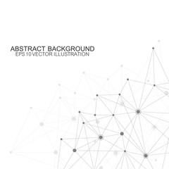 Abstract polygonal background with connected lines and dots. Minimalistic geometric pattern. Molecule structure and communication. Graphic plexus background. Science, medicine, technology concept.