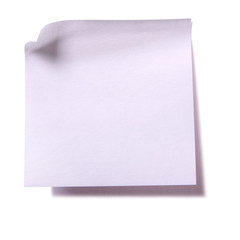 One single plain white square sticky post it note isolated on white background photo