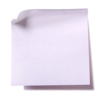 One single plain white square sticky post it note isolated on white background photo