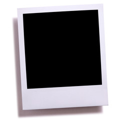 Blank polaroid style instant camera photo print frame one single isolated on white background