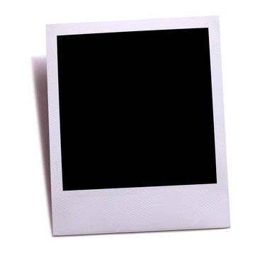 Blank polaroid style instant camera photo print frame one single isolated on white background