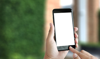 Close up man hands using smart phone Technology and phone technology trends