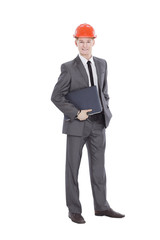 in full growth.young engineer architect with laptop