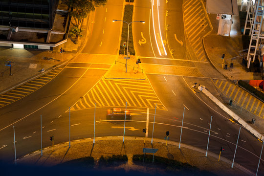 Aerial view of city street