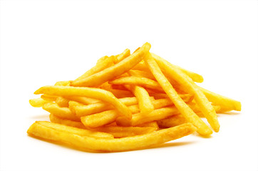 potato fry on white isolated background