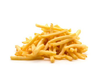 potato fry on white isolated background