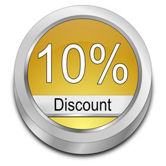 10% Discount button - 3D illustration