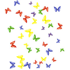 Background with Colorful Butterflies. Simple Feminine Pattern for Card, Invitation, Print. Trendy Decoration with Beautiful Butterfly Silhouettes. Vector Background with Moth