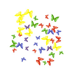 Background with Colorful Butterflies. Simple Feminine Pattern for Card, Invitation, Print. Trendy Decoration with Beautiful Butterfly Silhouettes. Vector Background with Moth