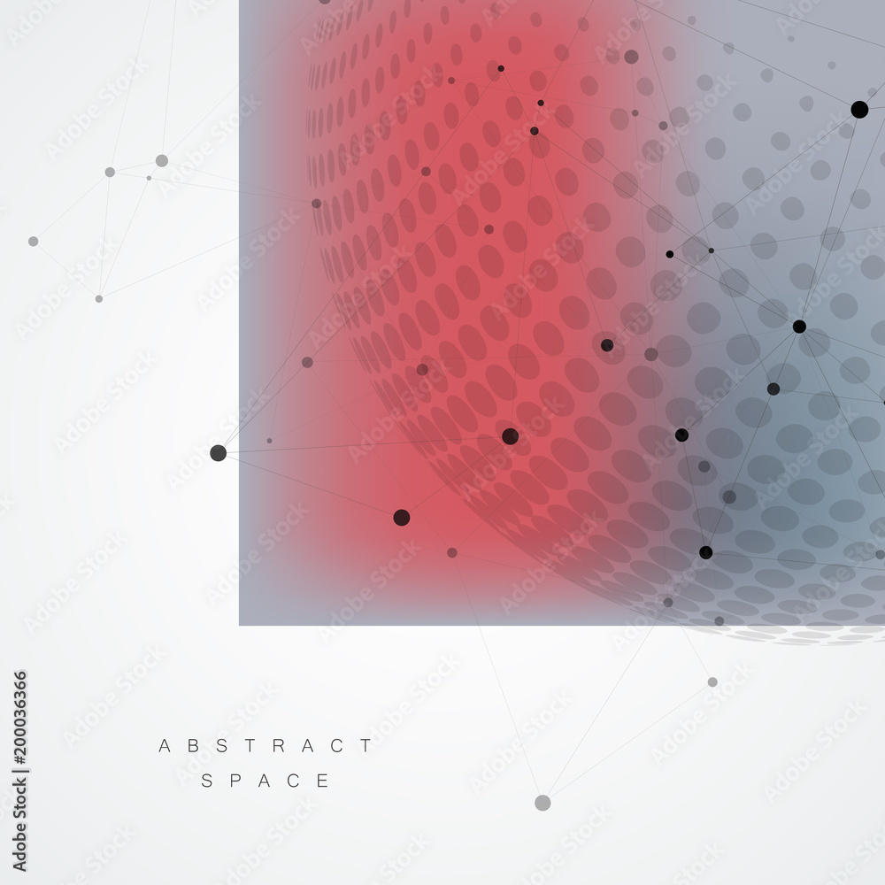 Poster Vector connect design and halftone circle with molecule connect background