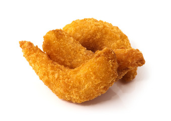 Fried shrimps isolated on white