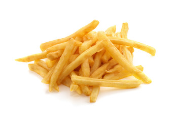 potato fry on white isolated background