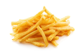 potato fry on white isolated background