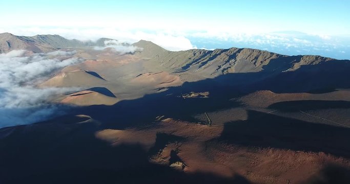 Aerial Inside Volcano in Maui Hawaii at Haleakala