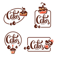bakery, pastry, confectionery, cake, dessert, sweets shop, vector logo templates collection
