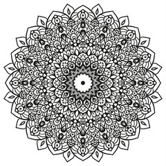 Black and white mandala vector isolated on white. Vector hand drawn circular decorative element.
