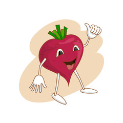 Cheerful emotional vegetable in cartoon style with outlines