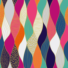 Seamless wave hand-drawn pattern, waves background seamlessly tiling .Can be used for wallpaper, pattern fills, web page background,surface textures. Gorgeous seamless wave background