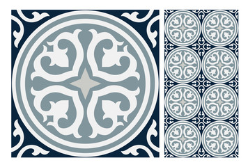 vintage tiles patterns antique seamless design in Vector illustration