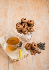 almond cookies with  green tea