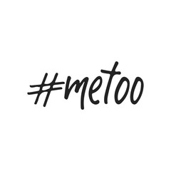 Metoo hashtag - hand drawn lettering phrase isolated on the black background. Fun brush ink vector illustration for banners, greeting card, poster design.