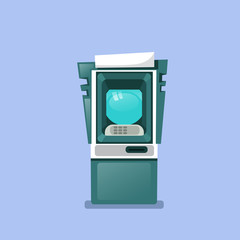 Atm Machine Icon Isolated Terminal For Cash Withdraw Flat Vector Illustration
