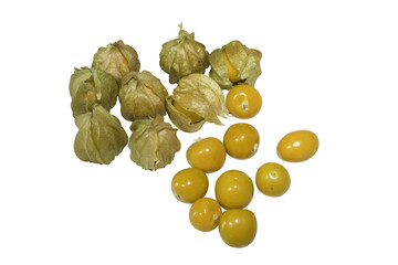 Cape gooseberry (physalis) isolated on white background