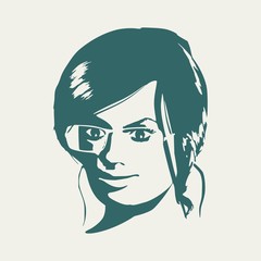 Face half turn view. Elegant silhouette of a woman spectacles