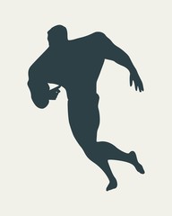 Bodybuilder silhouette. Muscular man running. Super hero sketch