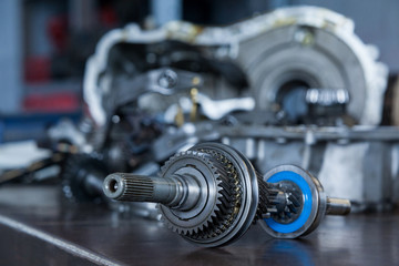 Spare parts on table