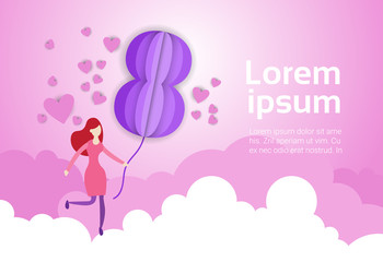 8 March Poster Template Pink Woman Holiday Background Web Banner Design Flat Vector Illustration
