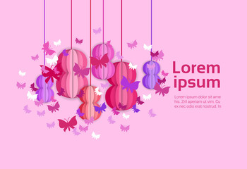 International Woman Day Poster Template Pink Background Web Banner Design Flat Vector Illustration