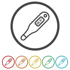 Thermometer icon, Modern thermometer, Medical thermometer, 6 Colors Included