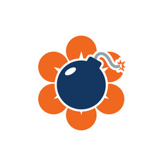 Bomb Flower Logo Icon Design