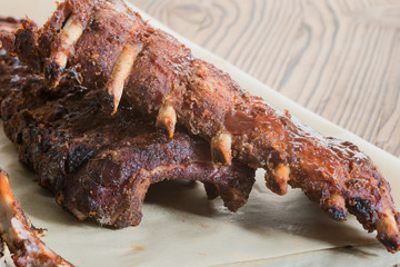 Grilled Spareribs with barbecue sauce with Copy Space