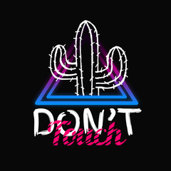 Typography Slogan Cactus. Fashionable print for cactus t-shirt. Design template with patches for t shirt printing and embroidery, Graphic tee and Printed tee. Vector illustration