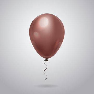 Balloon With Ribbon On Grey Background Design For Decoration Flat Vector Illustration